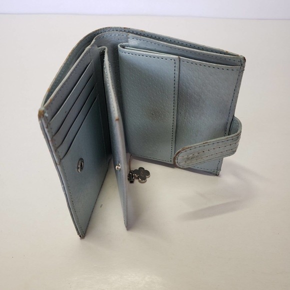 Yurie Nitani Wallet Designer Baby Light Blue Bifold Medium Card Holder Leather - Picture 9 of 11